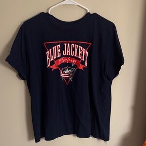 NHL Blue Jackets Black and Red Short Sleeve Tee